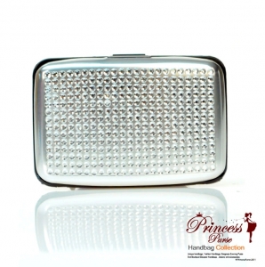 Sleek Durable Aluminum Card Holder/ Wallet with Rhinestone Decor.